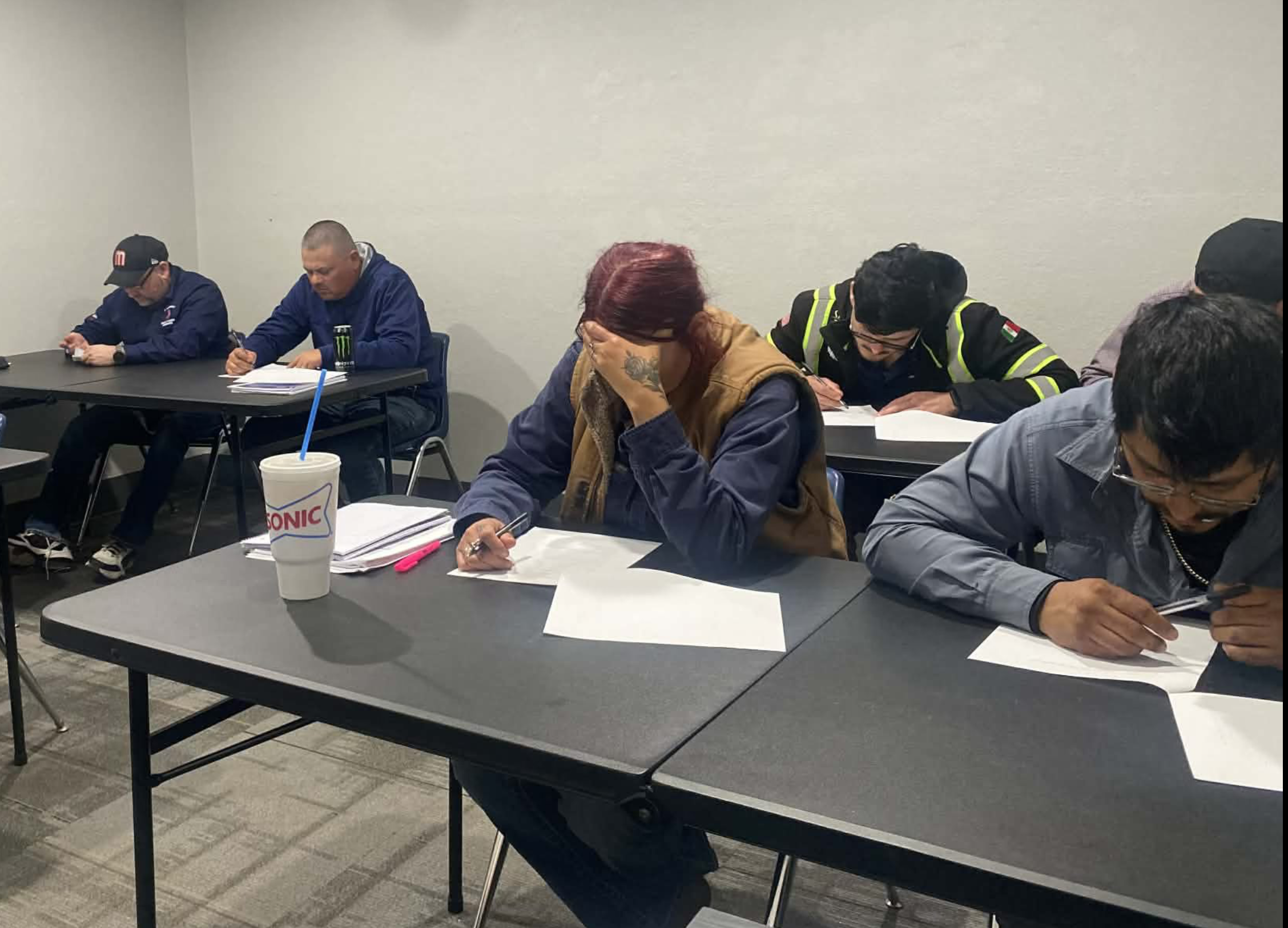 Students studying for the four-week NCCER Safety Program at Rig Right Texas in Portland Texas